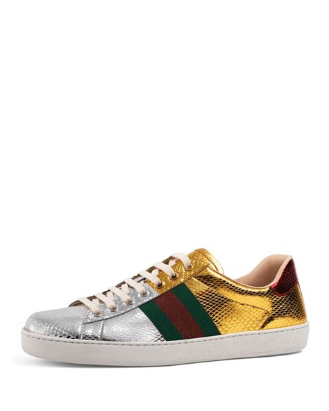 mens gucci ace sneakers sizing|Gucci ace metallic snakeskin sneakers.